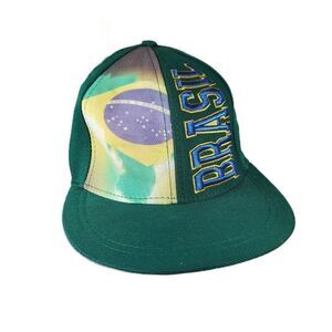Vintage Green Brasil Spell out Embroidered Air Brush Bill Snapback Hat Trucker